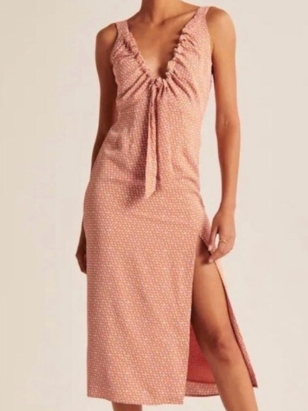 Abercrombie & Fitch Patterned Midi Dress with Side Slit